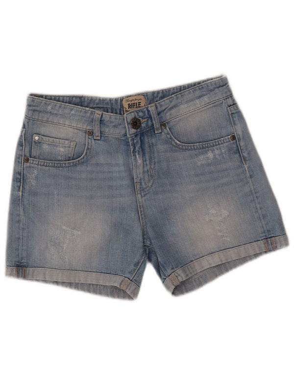 Rifle Womens Distressed Denim Shorts W25 XS Blue Cotton