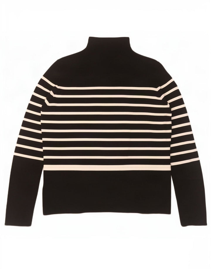 Zara Mujer Top Manga Larga UK 44 Grande Poliamida A Rayas Negras