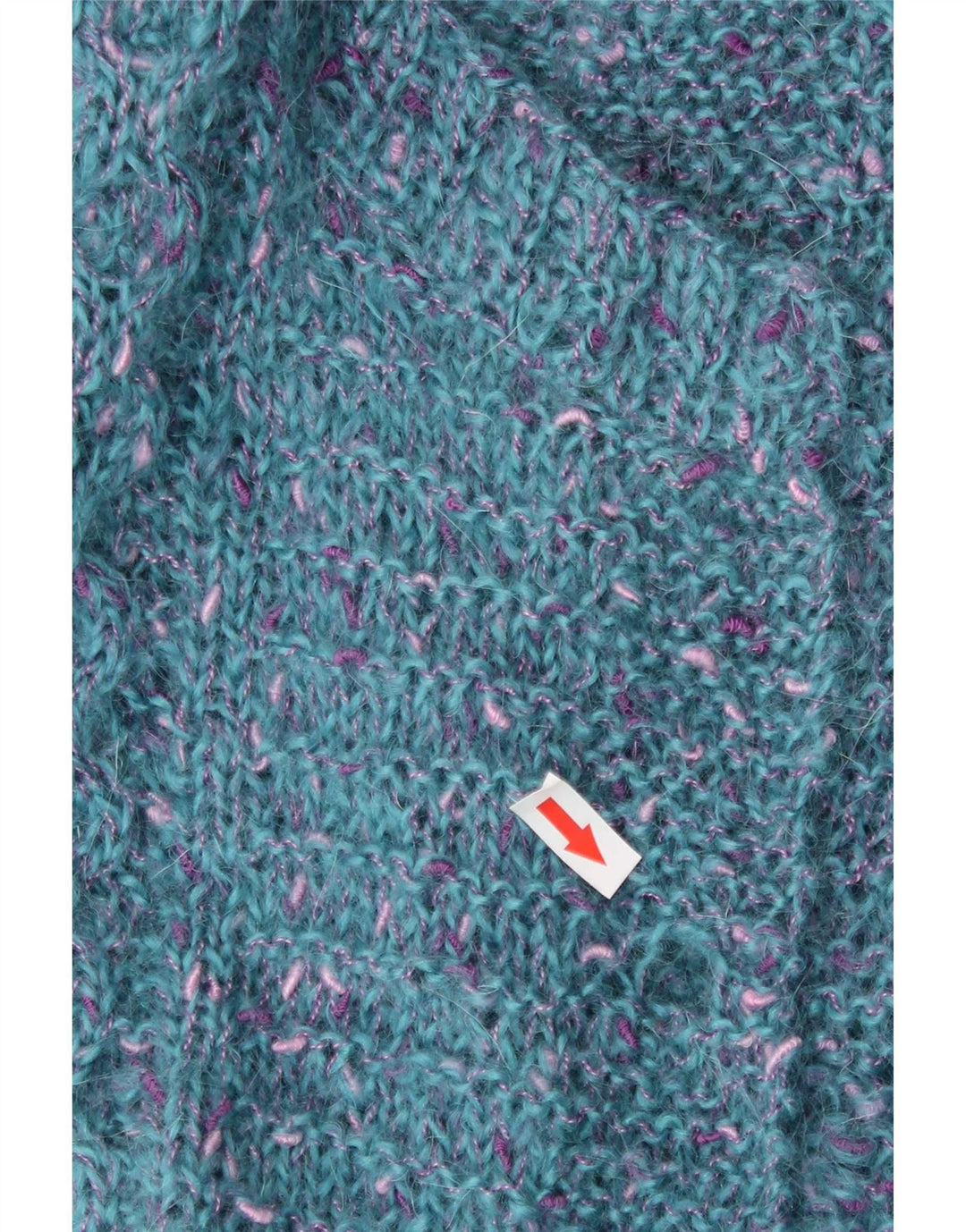 Vintage mujer abierto cardigan suéter Reino Unido 12 azul medio moteado