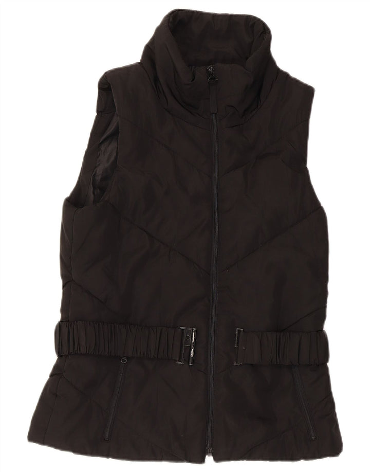 Zara Mujer Chaleco Acolchado UK 12 Medium Negro
