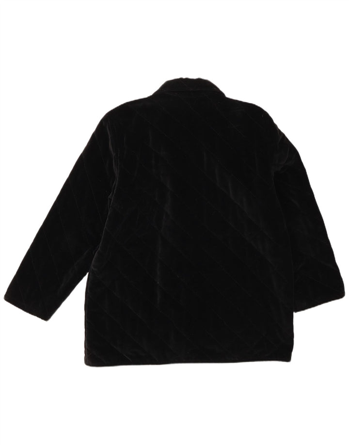 Andrea Mare Chaqueta acolchada extragrande de terciopelo para mujer UK 10 Small Black Cotton