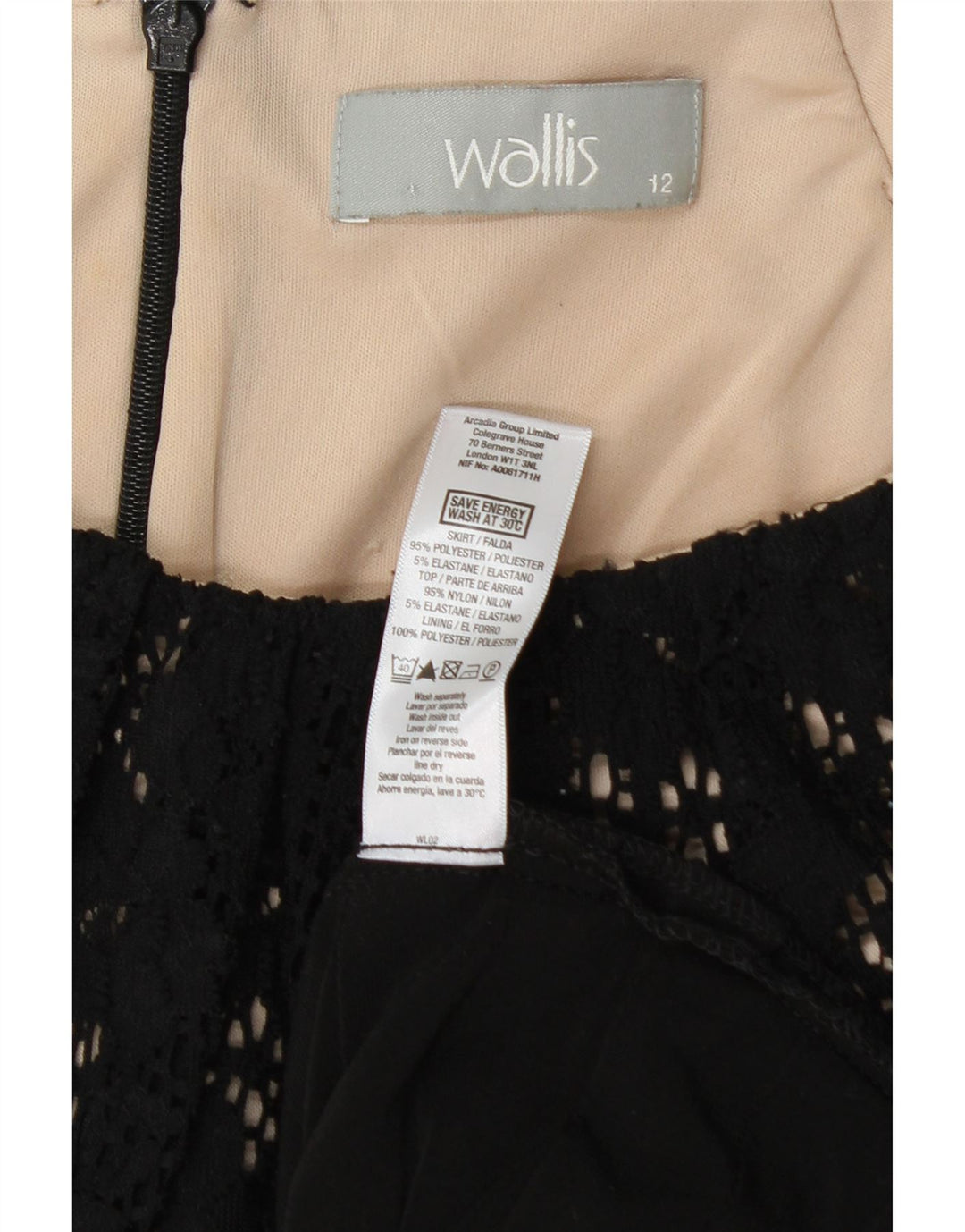 WALLIS Vestido ajustado sin mangas para mujer UK 40 Mediano Poliéster negro