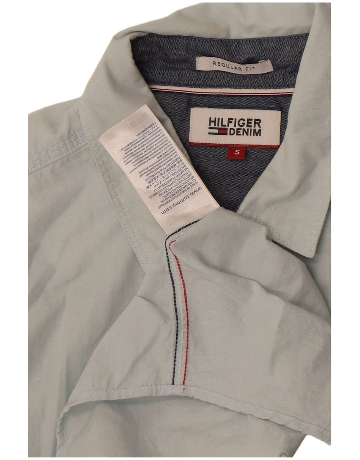 Tommy Hilfiger Camisa de manga corta para hombre Small Blue Cotton