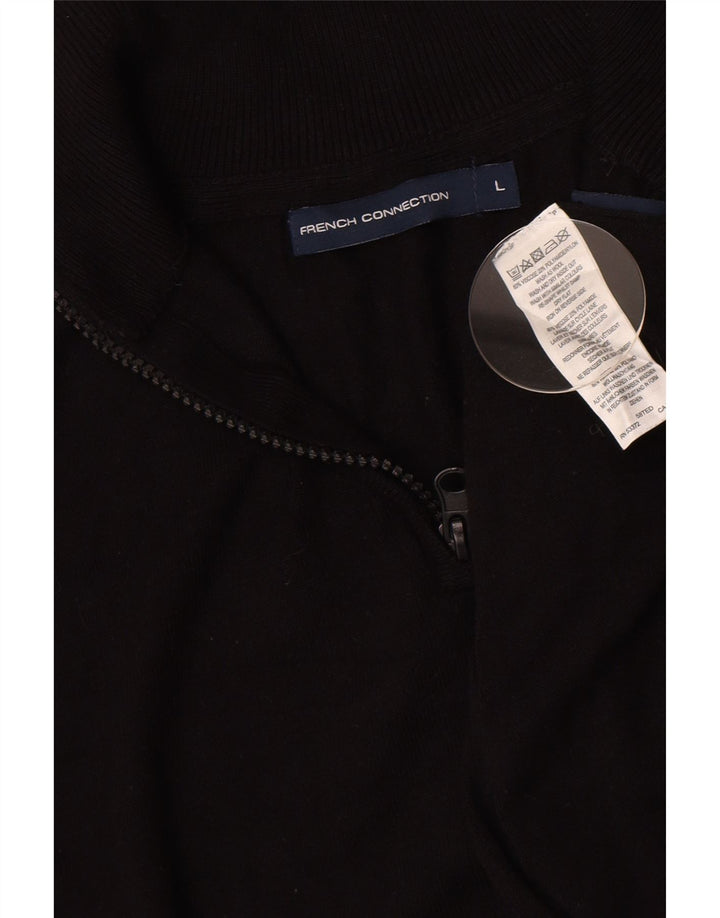 French Connection Jersey con cuello y cremallera para hombre, talla grande, viscosa negra