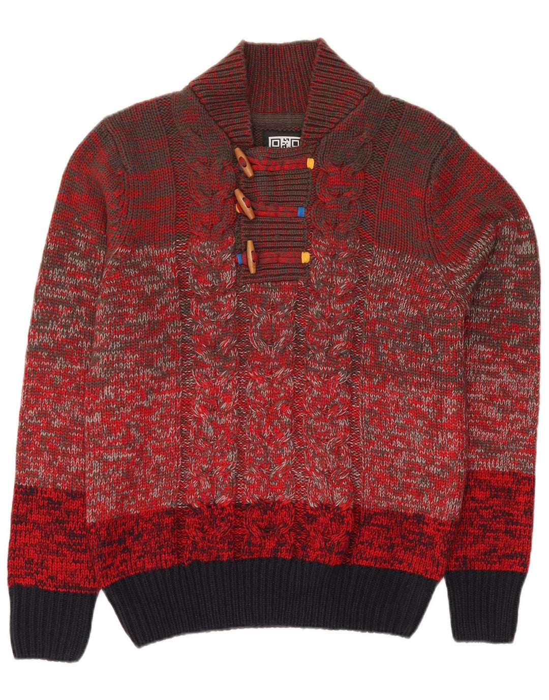 VINTAGE Jersey de cuello con botones para mujer UK 18 XL Bloque de color rojo