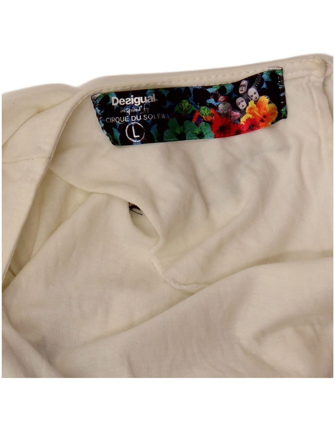 DESIGUAL Mujer Cirque Du Soleil Gráfico Chaleco Top UK 40 Grande Blanco