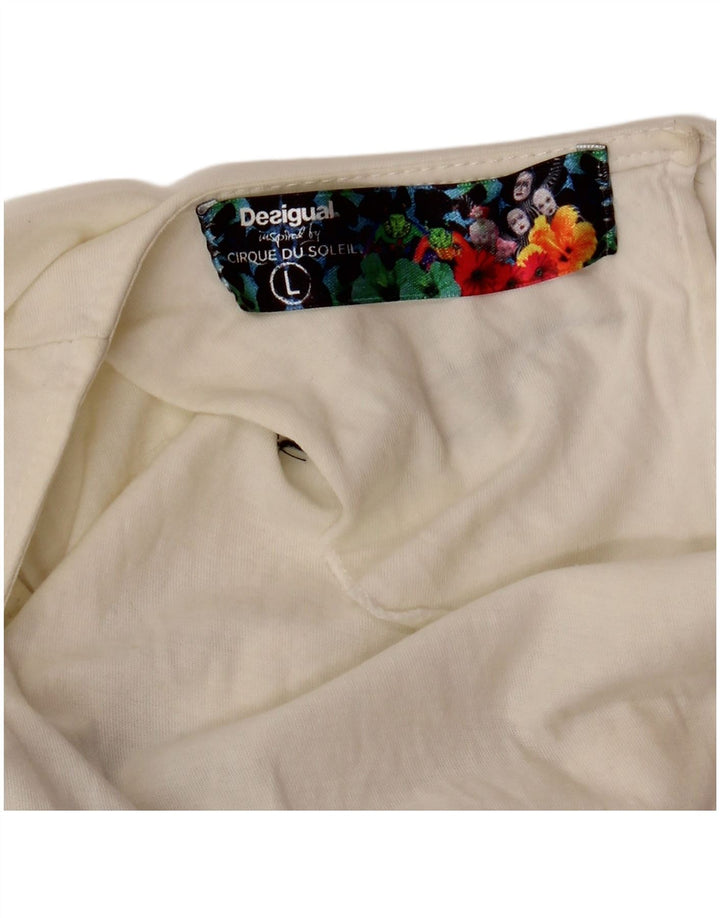 DESIGUAL Mujer Cirque Du Soleil Gráfico Chaleco Top UK 40 Grande Blanco