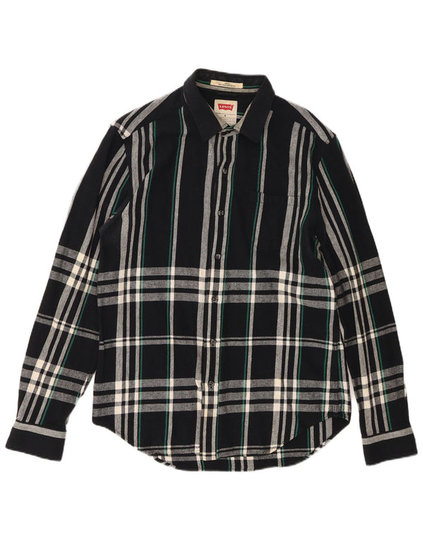 Levi's Hombre Camisa De Franela Slim Fit A Cuadros Azul Marino Medio