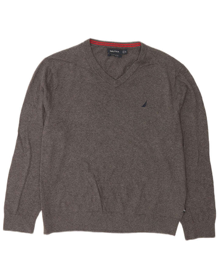 Nautica Jersey Navtech con Cuello en V para Hombre XL Algodón Gris