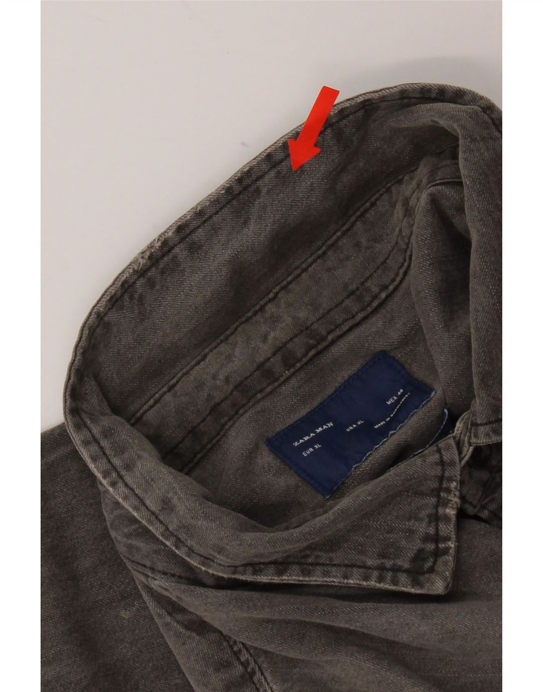 Zara Hombre Camisa Vaquera Regular Fit XL Algodón Gris
