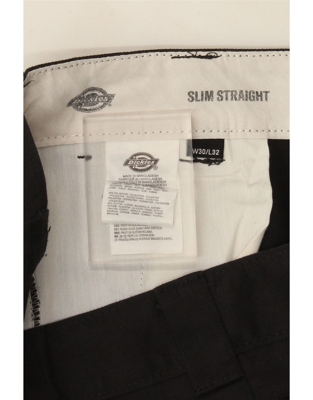 Dickies Pantalón chino recto y ajustado para hombre W30 L32 Poliéster negro
