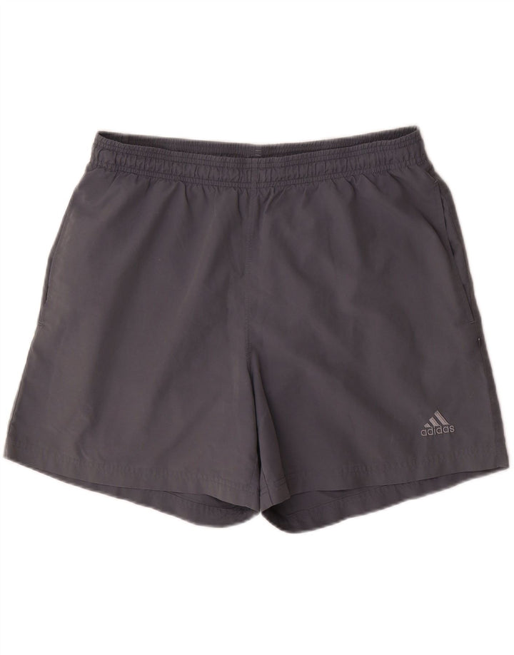Adidas - Pantalones cortos deportivos para hombre, poliéster gris grande