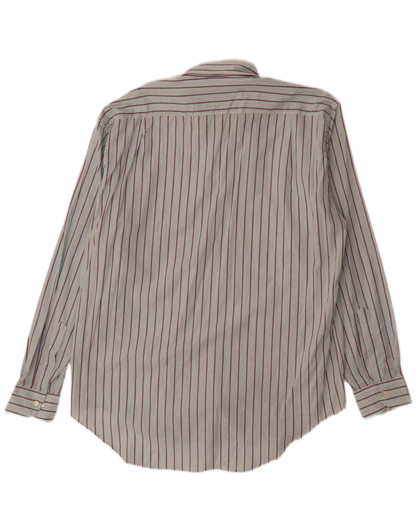 Cerruti 1881 Camisa Hombre Talla 40 15 3/4 Algodón Rayas Azul Medio Clásico