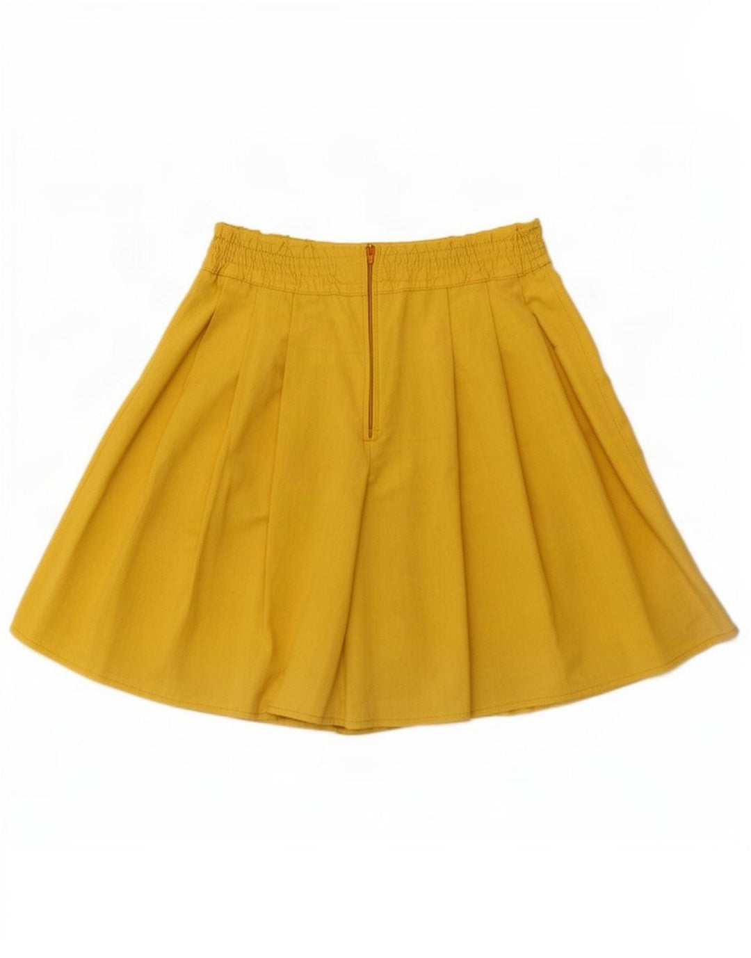 Vintage mujer Skort Mini falda W26 pequeña viscosa amarilla