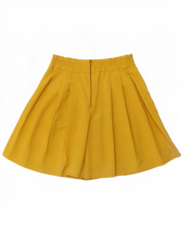 Vintage mujer Skort Mini falda W26 pequeña viscosa amarilla