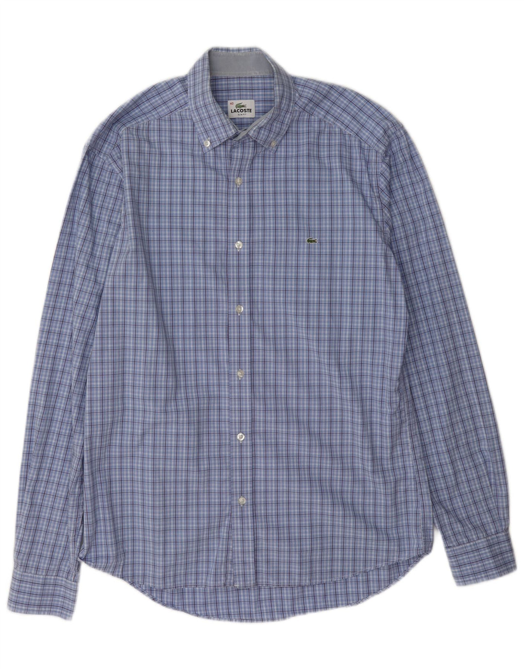 Camisa Lacoste Hombre Slim Fit Talla 40 Cuadros Azul Mediano
