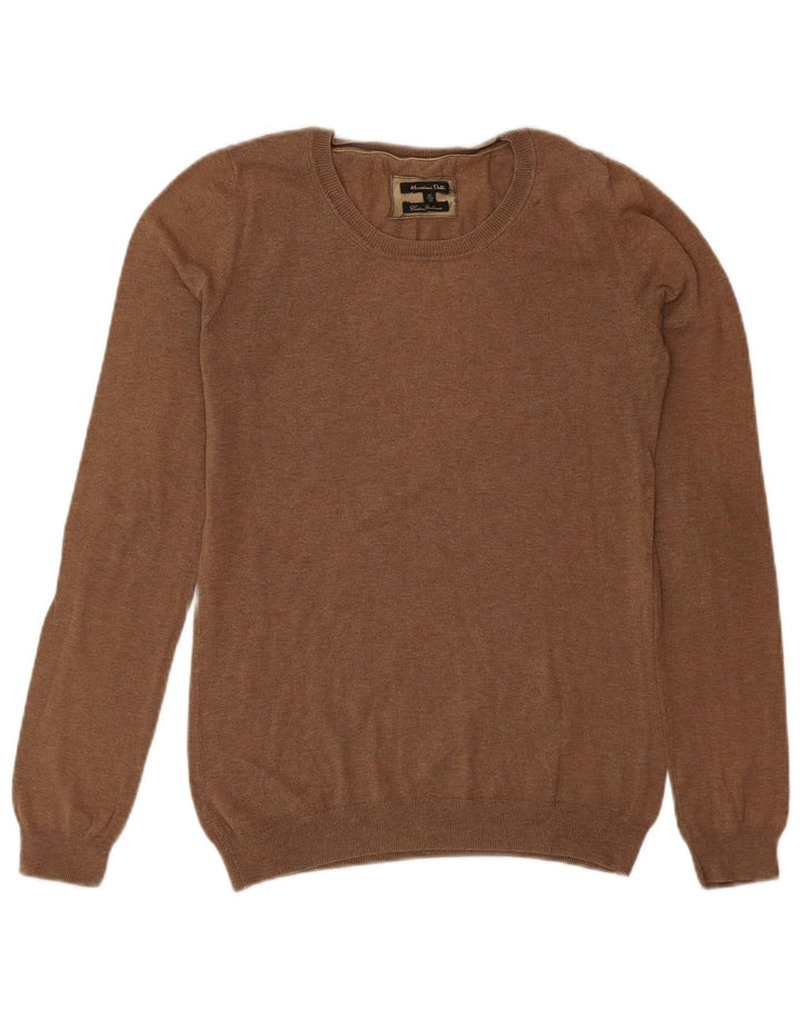 Massimo Dutti Jersey de cuello redondo para mujer UK 42 Marrón medio
