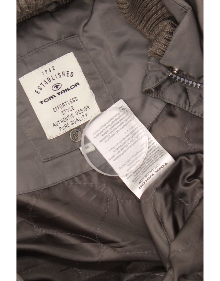 Tom Tailor Abrigo acolchado con capucha para mujer UK 44 Poliamida gris medio