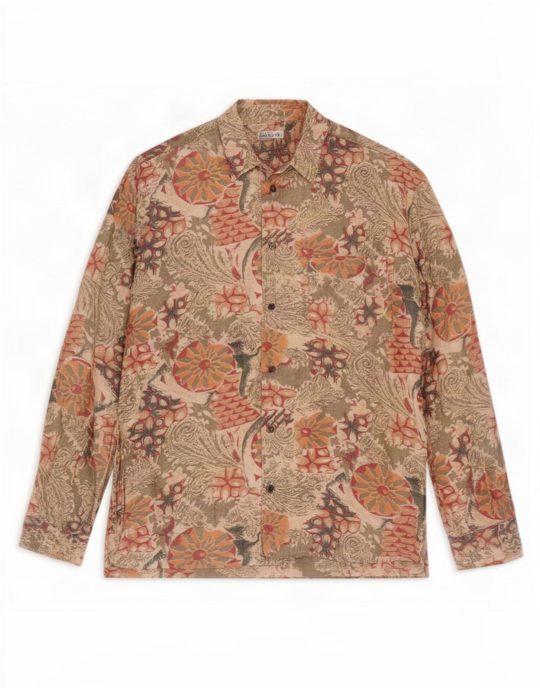 Camisa vintage para hombre pequeña beige floral