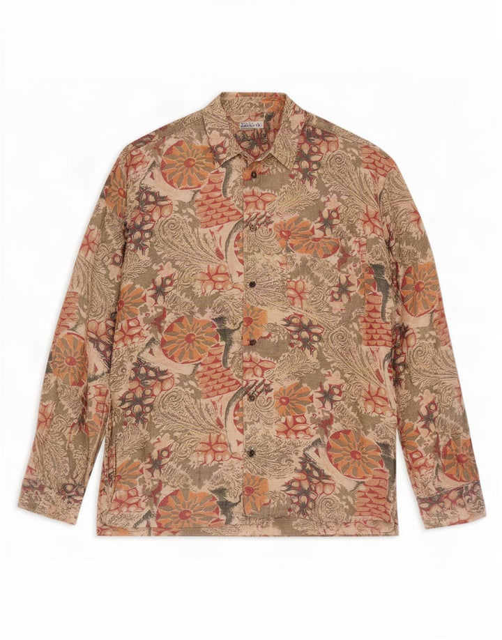Camisa vintage para hombre pequeña beige floral