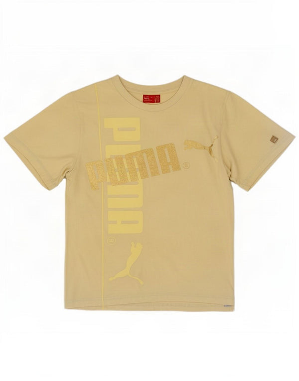 Puma Camiseta gráfica para mujer Top UK 14 Algodón amarillo mediano