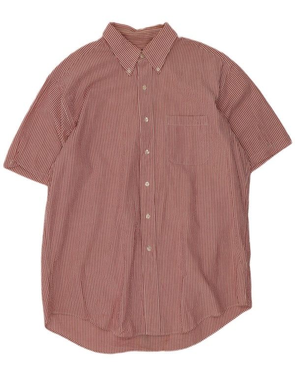 Brooks Brothers Camisa de manga corta para hombre de algodón a rayas rojas grandes