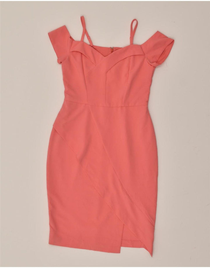COAST Vestido ajustado para mujer UK 10 Pequeño poliéster rosa
