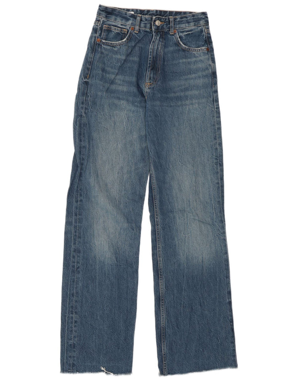 Zara Jeans De Pierna Ancha De Cintura Alta Para Mujer EU 36 XS W26 L32 Azul