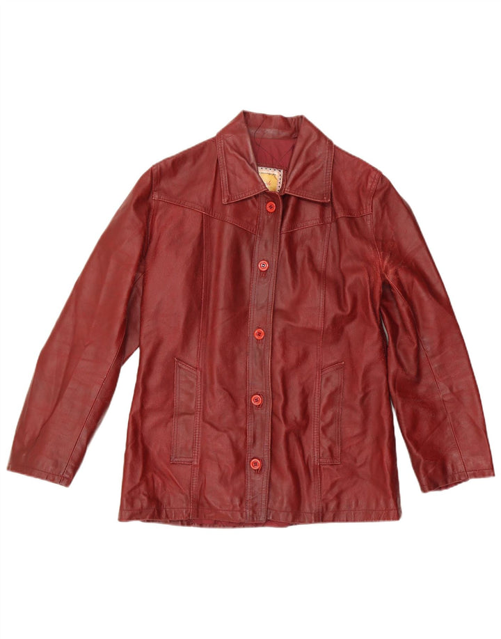 Bayside Chaqueta de cuero para mujer Reino Unido 44 Cuero burdeos grande