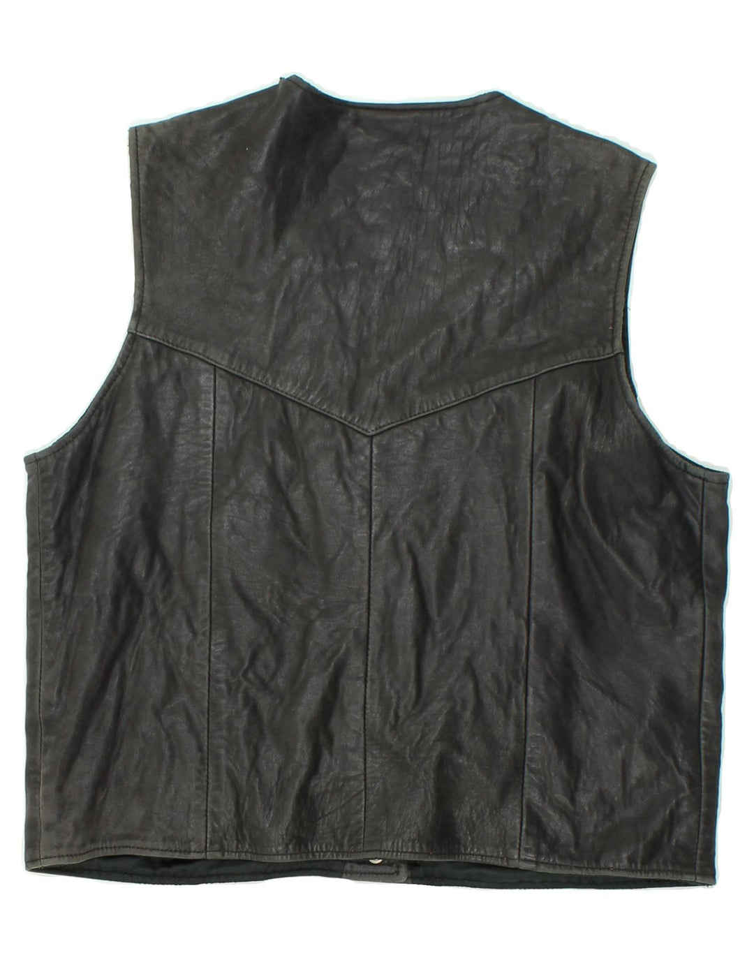 VINTAGE Chaleco de cuero para mujer Reino Unido 14 Grande Negro