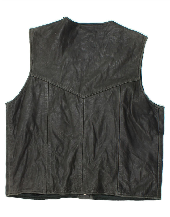 VINTAGE Chaleco de cuero para mujer Reino Unido 14 Grande Negro