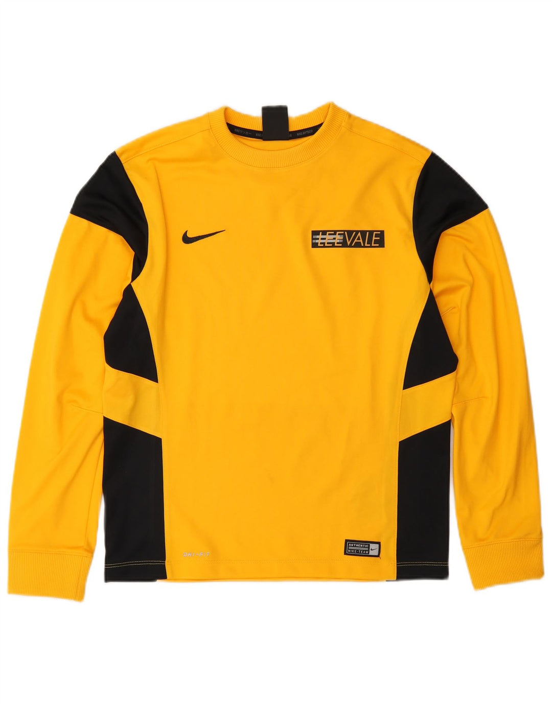 Nike Boys Dri Fit Top manga larga 12-13 años grande amarillo colorblock
