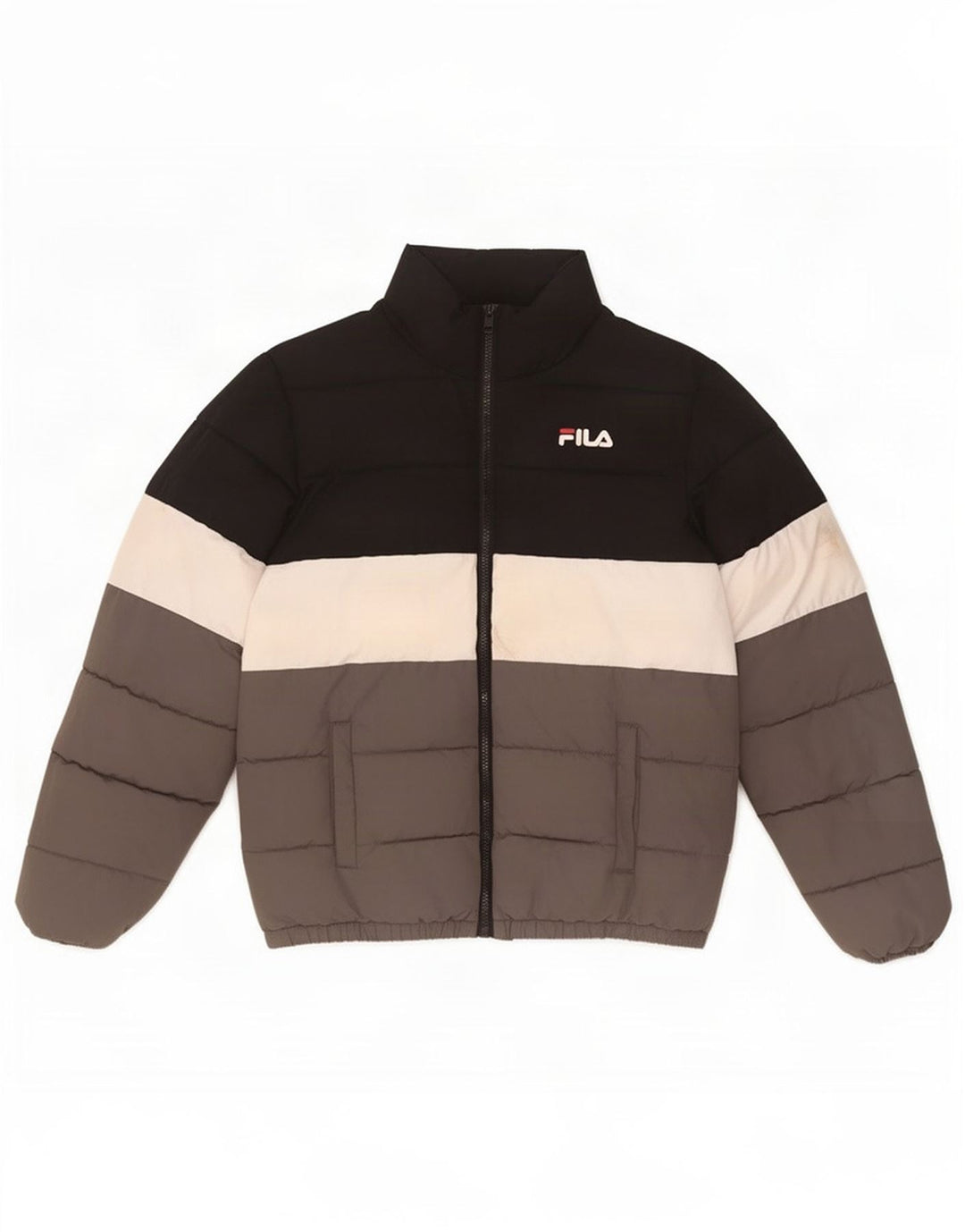Fila Chaqueta acolchada con gráfico para niños 12-13 años Poliéster color block negro