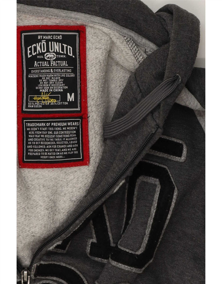 Ecko Unltd Suéter con capucha y cremallera gráfica para hombre Poliéster gris medio