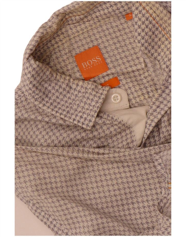 Camisa Hugo Boss Hombre Slim Fit Pata De Gallo Blanca Pequeña