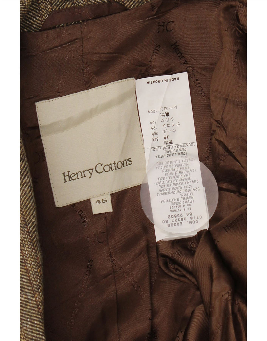 Henry s Chaqueta tipo blazer de 2 botones para mujer IT 46 Large Brown Herringbone