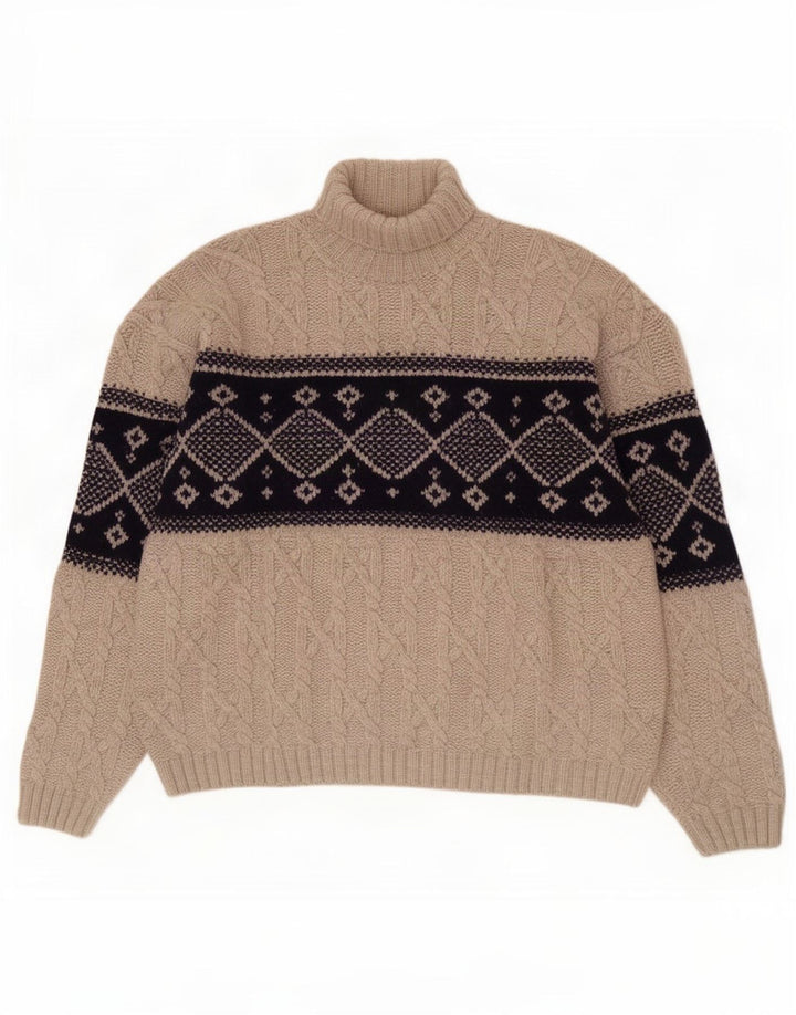 Ocean Star Jersey De Cuello Vuelto para Hombre IT 50 Lana Geométrica Gris Medio