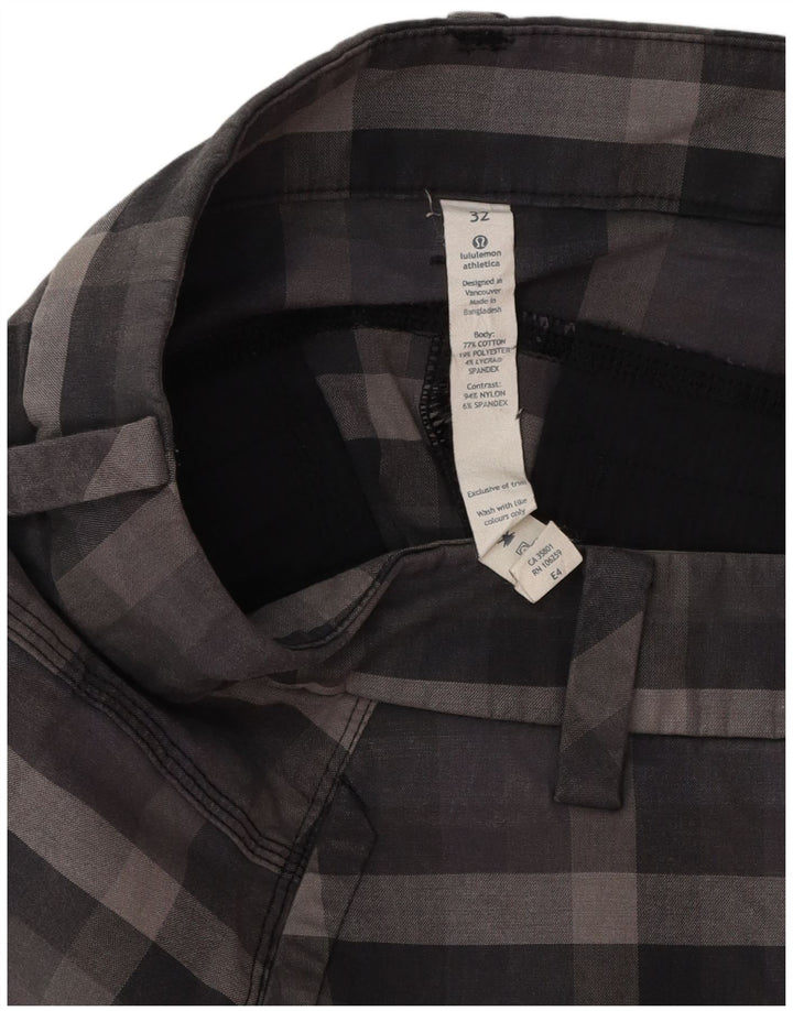 Lululemon Pantalones cortos chinos para hombre W32 Algodón a cuadros gris grande
