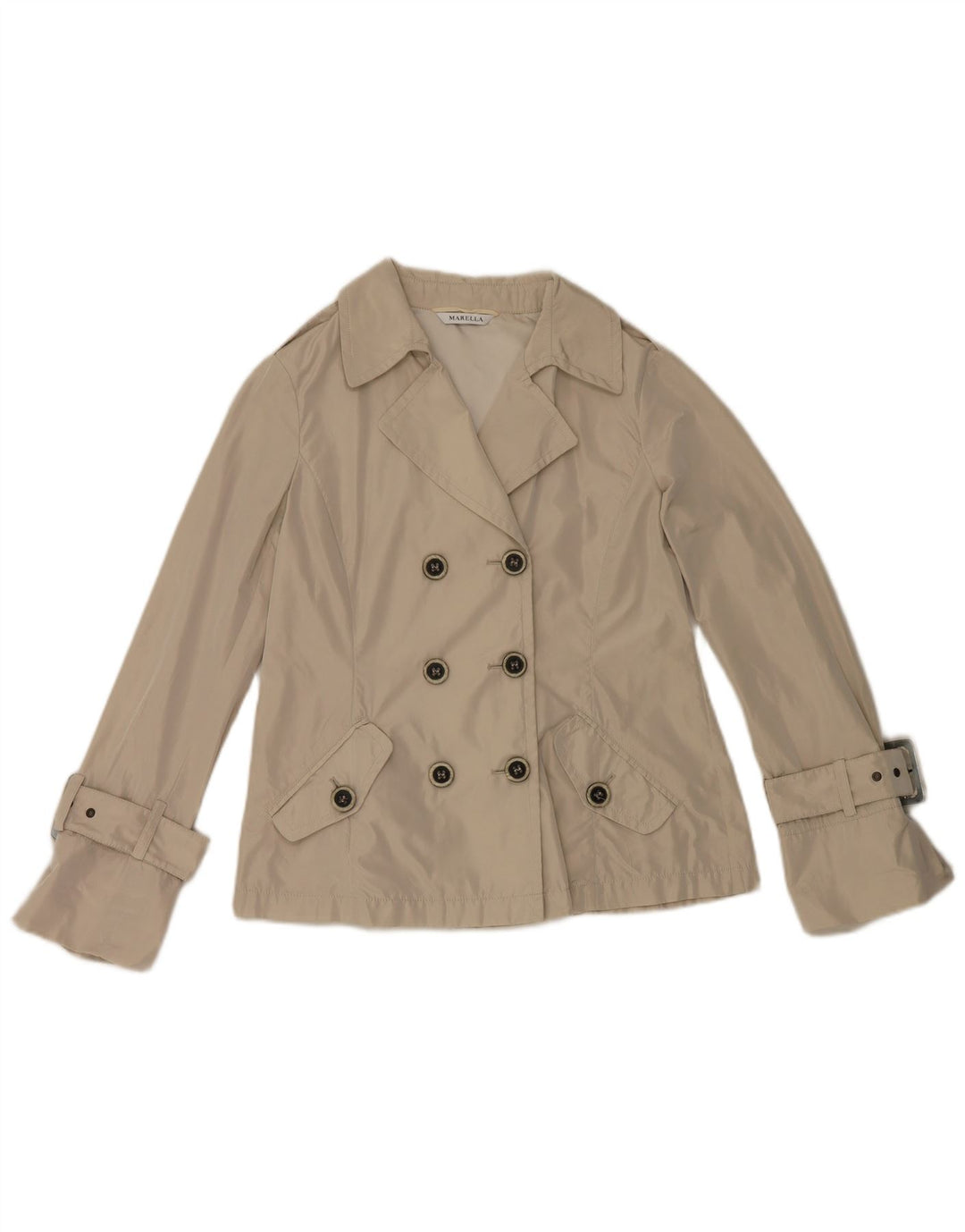 Marella Gabardina corta para mujer UK 44 Poliéster beige grande