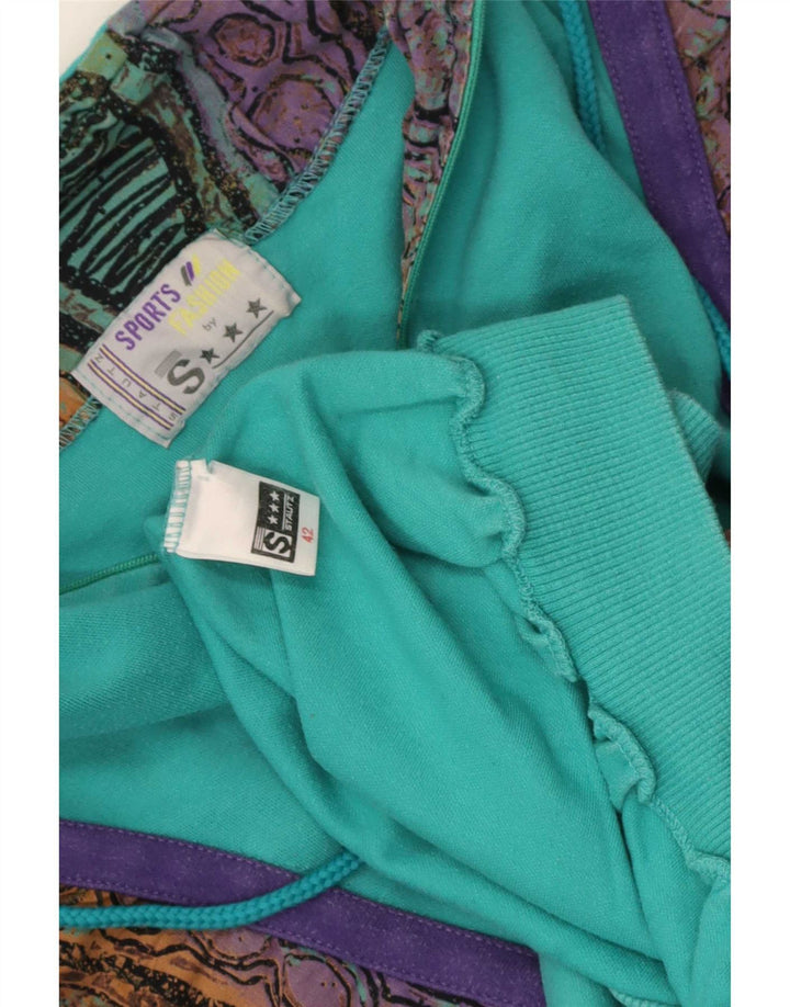 Vintage mujer patrón abstracto sudadera jumper IT 42 azul medio
