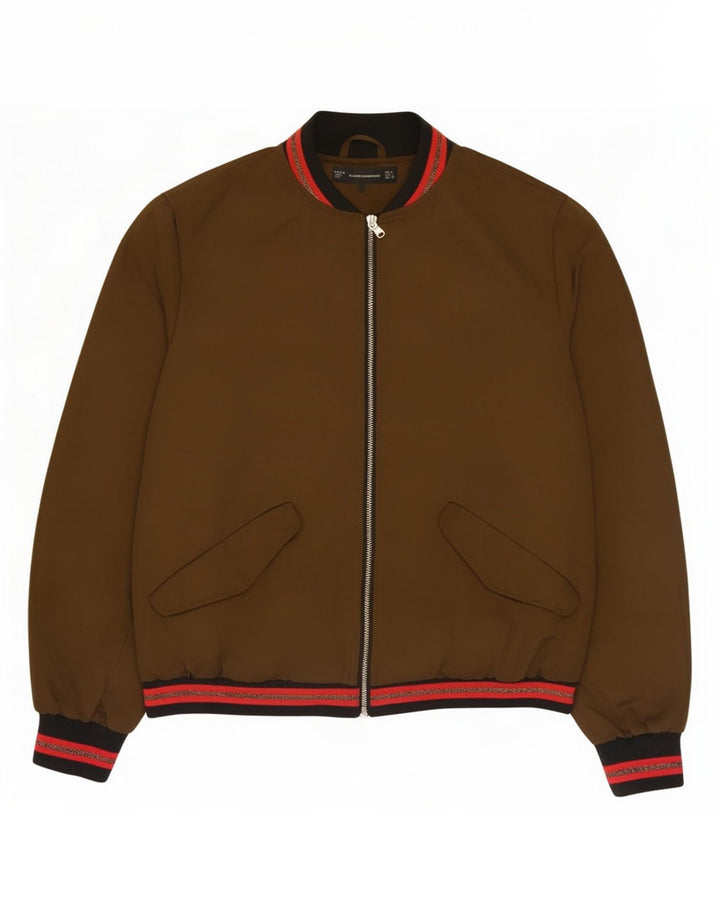 Zara Chaqueta Bomber para Mujer UK 46 Grande Poliéster Caqui