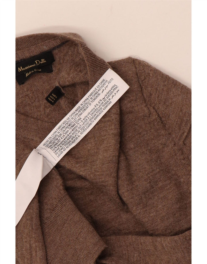 Massimo Dutti Jersey De Cuello Redondo Para Mujer UK 44 Large Lana Marrón