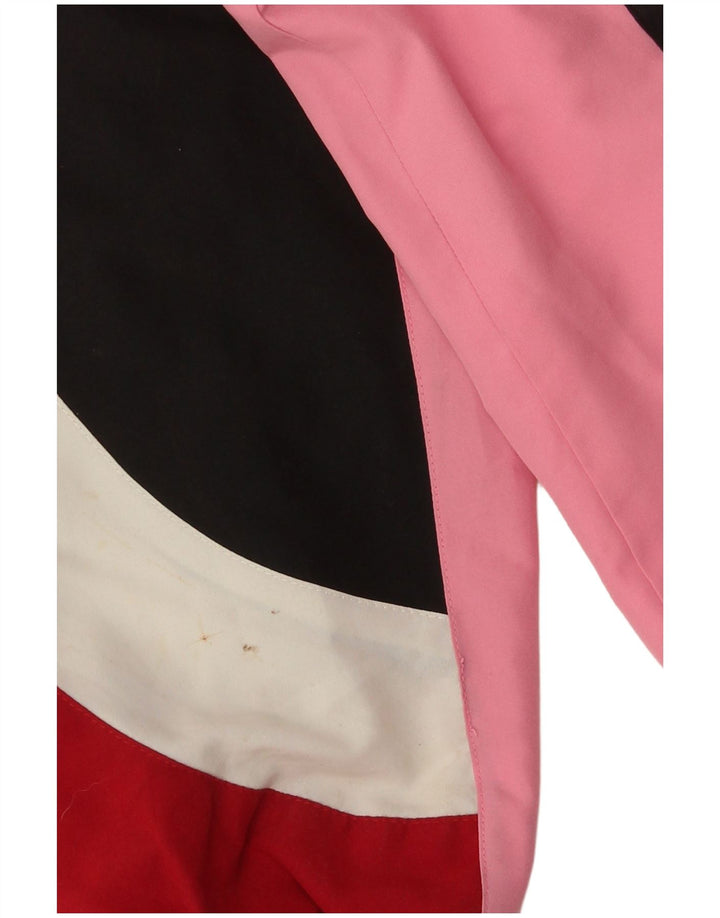 Vintage hombres chándal top chaqueta pequeña negro colorblock poliéster