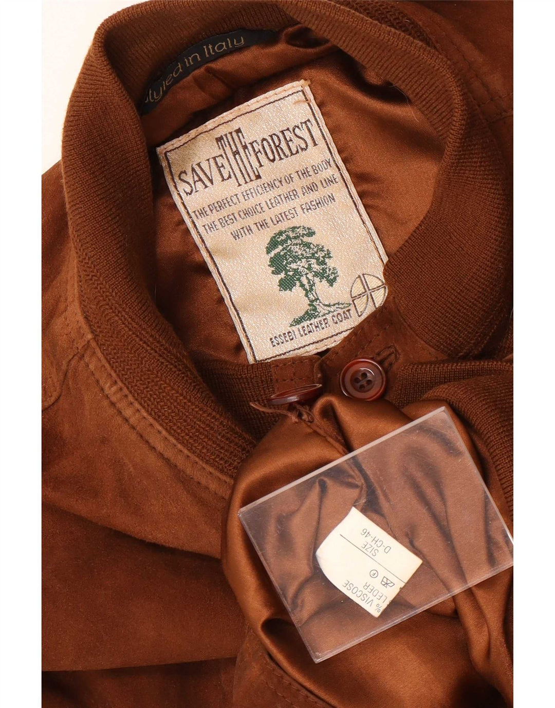 Essebi Chaqueta bomber de ante holgada para hombre EU 46 Small Cuero marrón
