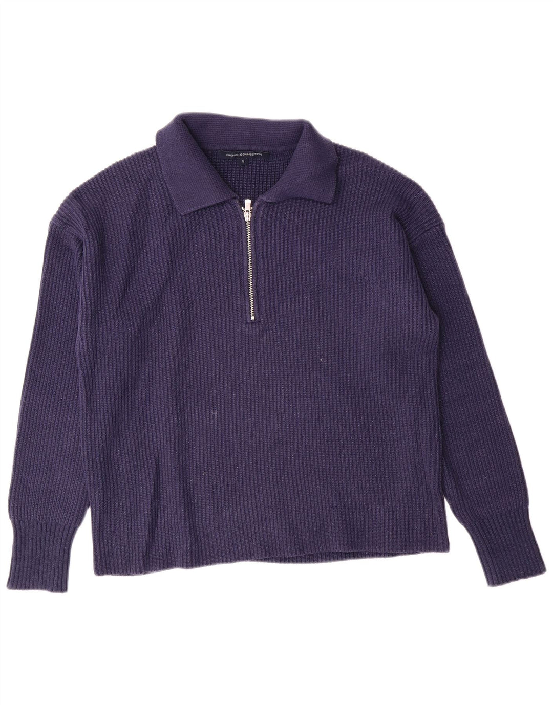 FRENCH CONNECTION Suéter tipo jersey con cuello polo para mujer UK 10 Small Azul marino