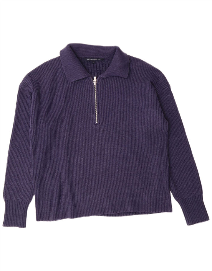 FRENCH CONNECTION Suéter tipo jersey con cuello polo para mujer UK 10 Small Azul marino