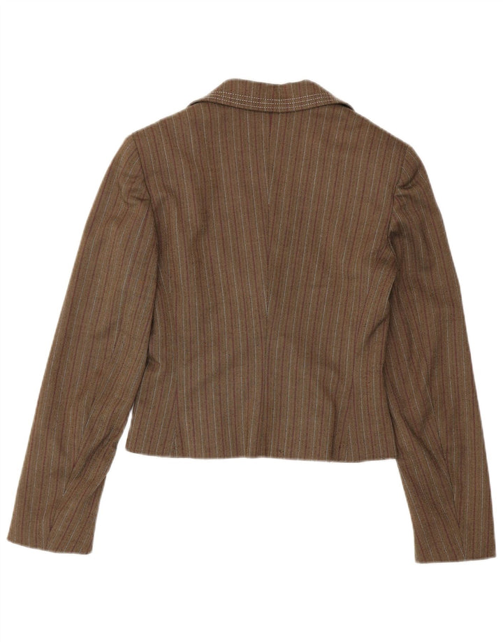 Max & Co. Chaqueta tipo blazer de 2 botones para mujer UK 10 Small Brown Stripes
