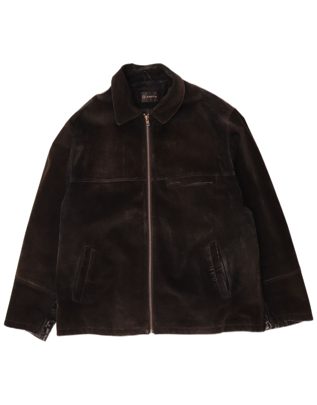 Vintage hombres ante chaqueta Reino Unido 42 XL cuero marrón