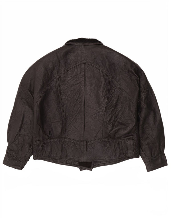 Vintage mujer chaqueta de cuero Reino Unido 14 grande negro