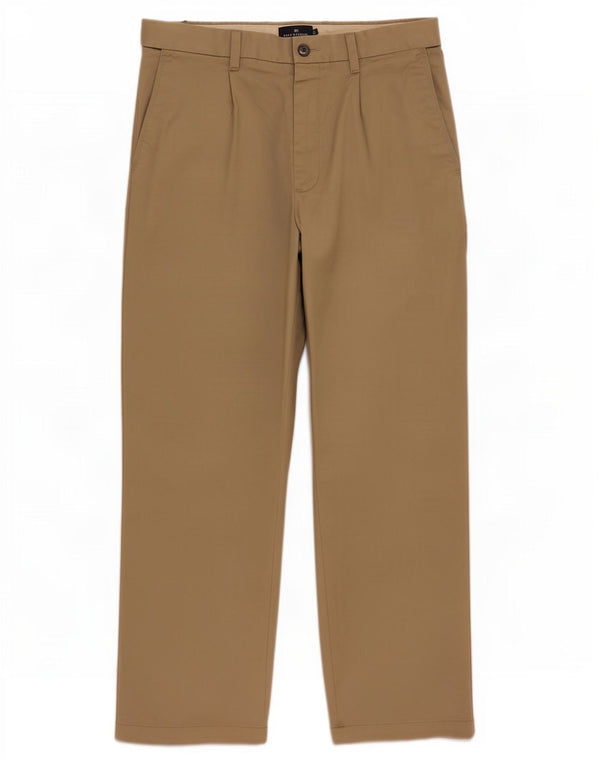 Marks & Spencer Pantalón chino con pinzas para hombre W32 L29 Algodón beige